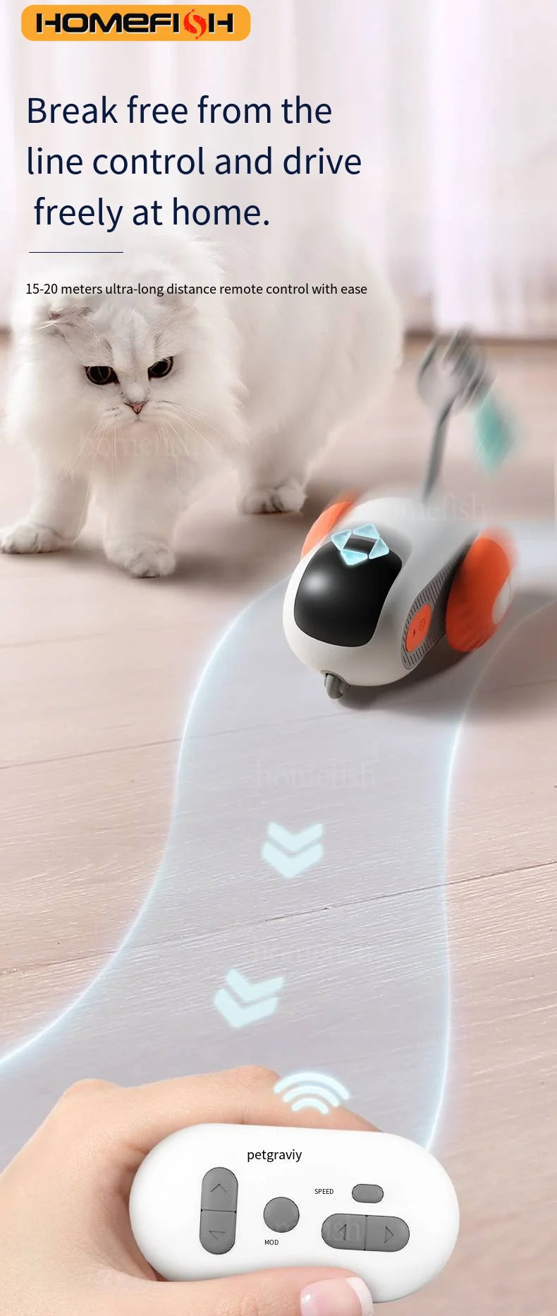 SmartPet Racer – Zdalnie Sterowany Samochodzik Treningowy dla Kota i Psa (2 Tryby)
