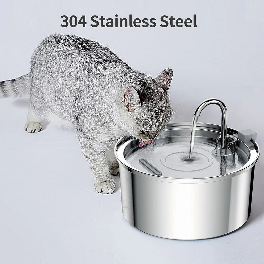 SmartSteel Fountain – Automatyczna Fontanna Wodna USB ze Stali Nierdzewnej dla Kota i Psa (Cicha Praca + Filtr)