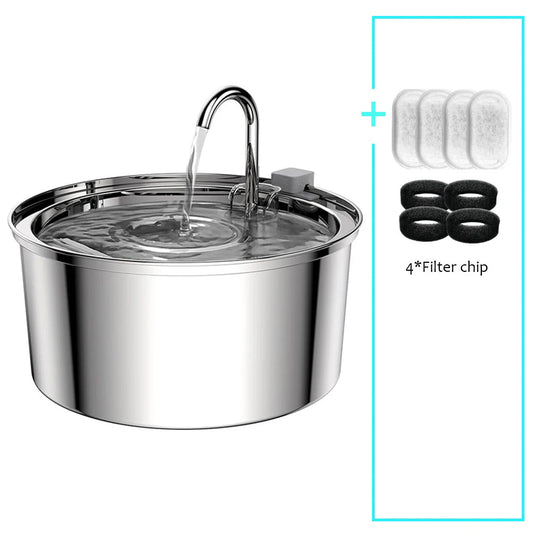 SmartSteel Fountain – Automatyczna Fontanna Wodna USB ze Stali Nierdzewnej dla Kota i Psa (Cicha Praca + Filtr)