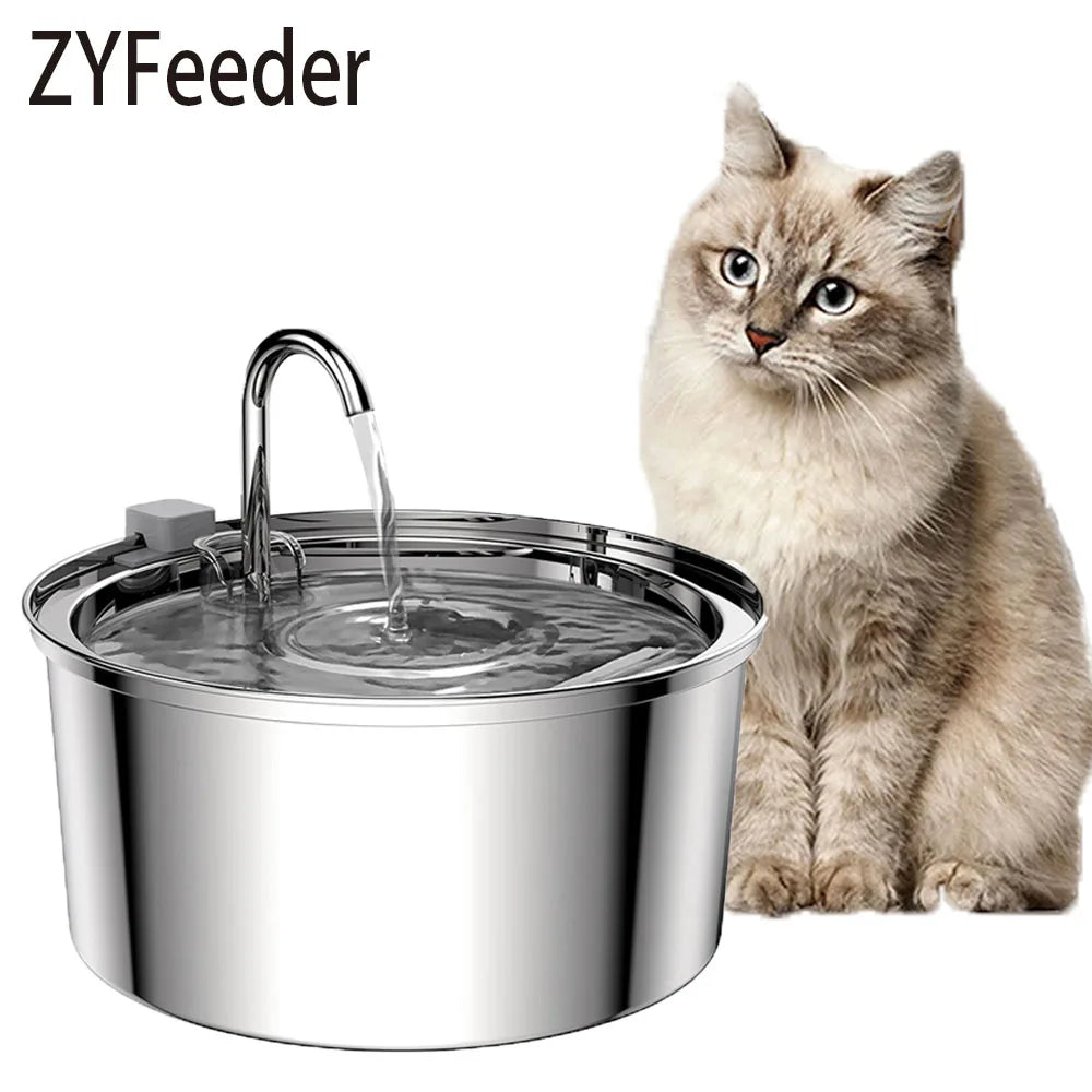 SmartSteel Fountain – Automatyczna Fontanna Wodna USB ze Stali Nierdzewnej dla Kota i Psa (Cicha Praca + Filtr)